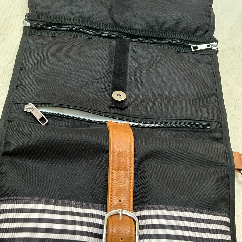 Stylish Black & Brown Baby Changing Pad w/great storage. New. Folds up, snaps.